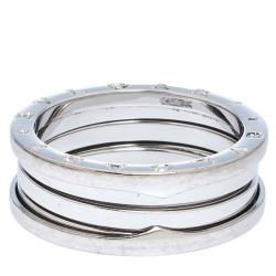 Pre Owned Bvlgari B.Zero1 18K White Gold 3-Band Ring Size 65