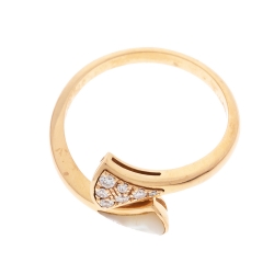 Bvlgari Divas' Dream Diamond Mother of Pearl 18K Rose Gold Ring Size 55
