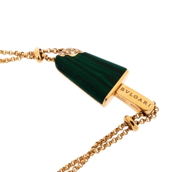 Pre Owned Bvlgari Gelati Diamond Malachite 18K Rose Gold Soft Bracelet ML