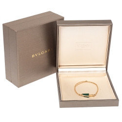 Pre Owned Bvlgari Gelati Diamond Malachite 18K Rose Gold Soft Bracelet ML