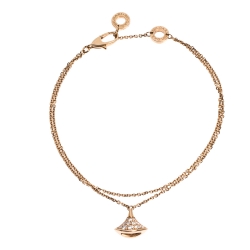 Pre Owned Bvlgari Divas' Dream Pavè Diamond 18K Rose Gold Charm Bracelet
