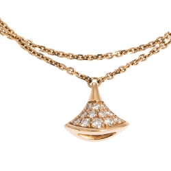Pre Owned Bvlgari Divas' Dream Pavè Diamond 18K Rose Gold Charm Bracelet