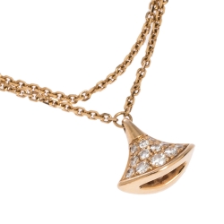 Pre Owned Bvlgari Divas' Dream Pavè Diamond 18K Rose Gold Charm Bracelet