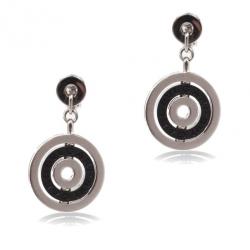 Pre Owned Bvlgari Black Ceramic 18 K White Gold Cerchi Earrings