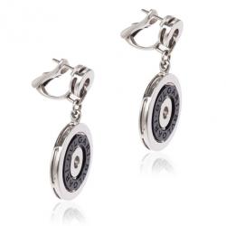 Pre Owned Bvlgari Black Ceramic 18 K White Gold Cerchi Earrings