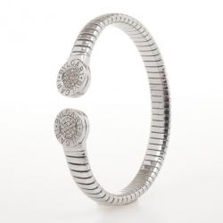 Pre Owned Bvlgari Tubogas Steel & Diamond Pave Bracelet