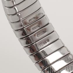 Pre Owned Bvlgari Tubogas Steel & Diamond Pave Bracelet