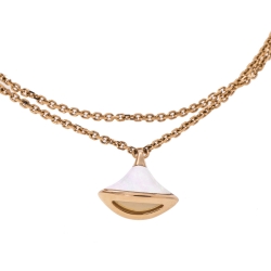 Pre Owned Bvlgari Divas' Dream Mother of Pearl 18K Rose Gold Chain Link Bracelet ML