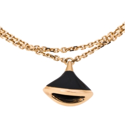 Pre Owned Bvlgari Divas' Dream Onyx 18K Rose Gold Bracelet SM