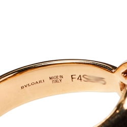 Pre Owned Bvlgari Serpenti Malachite Diamond 18K Rose Gold Ring Size 53