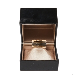 Pre Owned Bvlgari B.Zero1 Brown Marble 18K Rose Gold Four-Band Ring Size 59