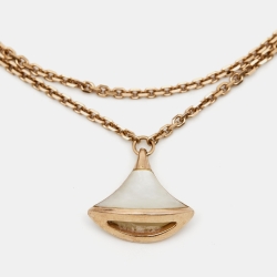 Pre Owned Bvlgari Divas' Dream Mother of Pearl 18k Rose Gold Charm Bracelet SM