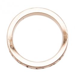 Pre Owned Bvlgari Bvlgari 18K Rose Gold and Diamond Band Ring Size 56