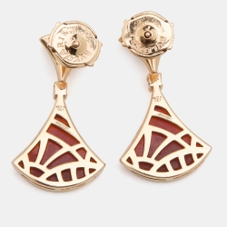 Pre Owned Bvlgari Divas' Dream Carnelian Diamonds 18k Rose Gold Earrings