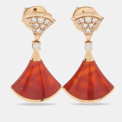 Pre Owned Bvlgari Divas' Dream Carnelian Diamonds 18k Rose Gold Earrings