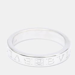Pre Owned Bvlgari Bvlgari Bvlgari 18K White Gold Diamond Ring EU 56
