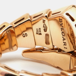 Pre Owned Bvlgari Serpenti Viper Diamond 18K Rose Gold One-Coil Ring Size 49