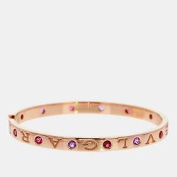 Pre Owned Bvlgari 18K Rose Gold Amethysts and Tourmalines Bracelet 6
