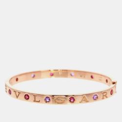 Pre Owned Bvlgari 18K Rose Gold Amethysts and Tourmalines Bracelet 6