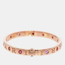 Pre Owned Bvlgari 18K Rose Gold Amethysts and Tourmalines Bracelet 6