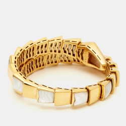 Pre Owned Bvlgari Serpenti Mother of Pearl 18K Yellow Gold Wrap Bracelet M