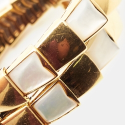 Pre Owned Bvlgari Serpenti Mother of Pearl 18K Yellow Gold Wrap Bracelet M