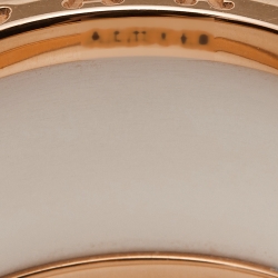 Pre Owned Bvlgari B.Zero1 4-Band Ceramic 18k Rose Gold Ring Size 56