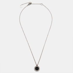 Pre Owned Bvlgari Bvlgari Save the Children 10th Anniversary Onyx Ruby Sterling Silver Pendant Necklace