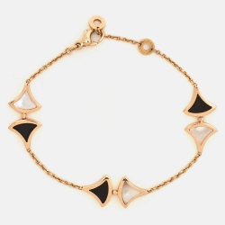 Pre Owned Bvlgari Divas' Dream Onyx Mother of Pearl 18k Rose Gold Bracelet ML