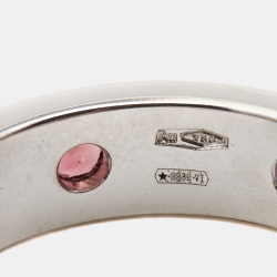 Pre Owned Bvlgari Roman Sorbets Amethyst Tourmaline 18k White Gold Ring Size 54