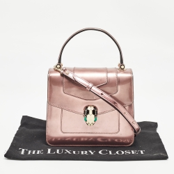 Bvlgari Pink Patent Leather Small Serpenti Forever Top Handle Bag