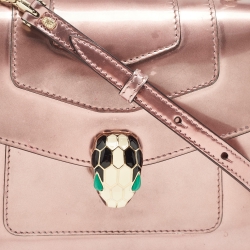 Bvlgari Pink Patent Leather Small Serpenti Forever Top Handle Bag