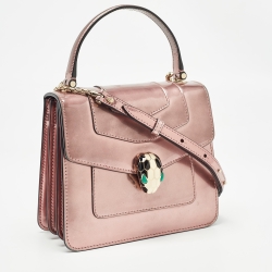 Bvlgari Pink Patent Leather Small Serpenti Forever Top Handle Bag