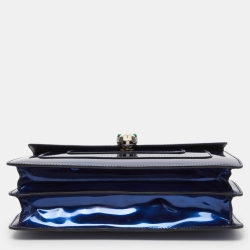 Pre Owned Bvlgari Blue Patent Leather Medium Serpenti Forever Shoulder Bag