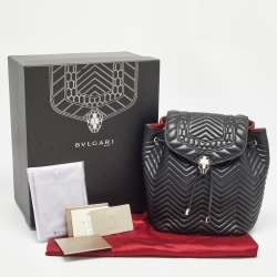 Bvlgari Black Quilted Leather Exclusive Edition Serpenti Forever Backpack