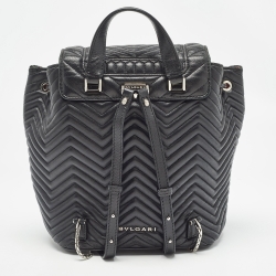 Bvlgari Black Quilted Leather Exclusive Edition Serpenti Forever Backpack