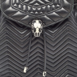 Bvlgari Black Quilted Leather Exclusive Edition Serpenti Forever Backpack