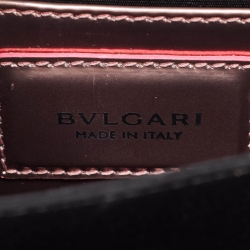 Pre Owned Bvlgari Rose Gold Patent Leather Small Serpenti Forever Top Handle Bag