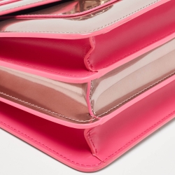 Pre Owned Bvlgari Rose Gold Patent Leather Small Serpenti Forever Top Handle Bag