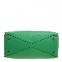 Pre Owned Bvlgari Green Leather Chain Shopping Tote