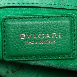 Pre Owned Bvlgari Green Leather Chain Shopping Tote