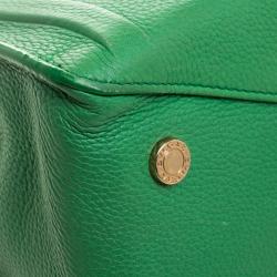 Pre Owned Bvlgari Green Leather Chain Shopping Tote