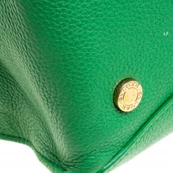 Pre Owned Bvlgari Green Leather Chain Shopping Tote