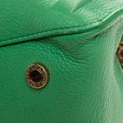 Pre Owned Bvlgari Green Leather Chain Shopping Tote