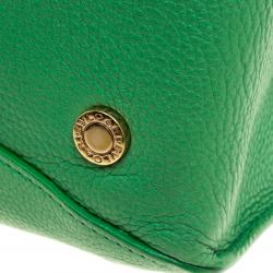 Pre Owned Bvlgari Green Leather Chain Shopping Tote