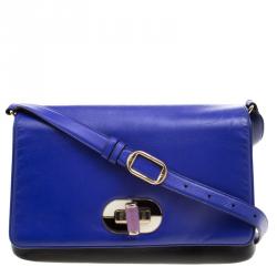 Bvlgari Blue/Black Leather Icona Shoulder Bag