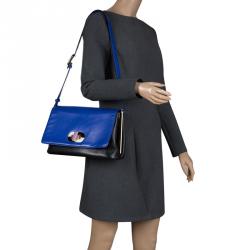 Bvlgari Blue/Black Leather Icona Shoulder Bag