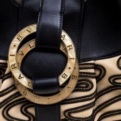 Bvlgari Beige/Black Leather Labyrinth Chandra Hobo