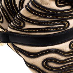 Bvlgari Beige/Black Leather Labyrinth Chandra Hobo