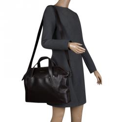 Bvlgari Dark Brown Leather Briefcase Bag